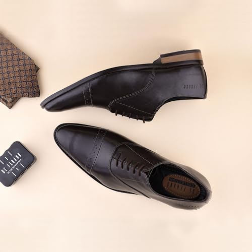 Image of Handmade Premium Genuine Leather Formal Shoes for Men | Brown Office Dress Lace up Formal Oxford Shoes