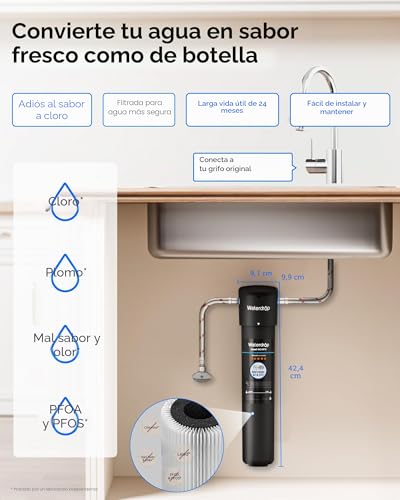Miniatura 2 de Waterdrop 15ua Sistema De Filtro De Agua Para Debajo Del Mostrador, Conexión Directa Al Grifo De La Cocina, 60.000 Litros De Alta Capacidad De Reducción De Cloro