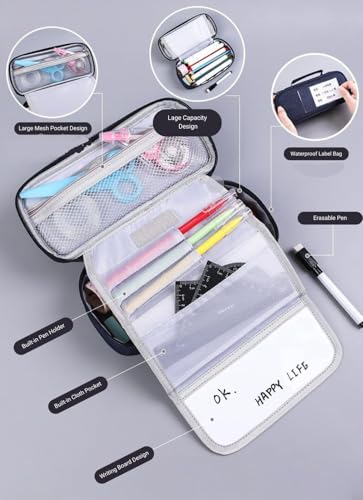 Image of DEOXY Large Cepacity Pencil Pouch Aesthetic Pencil Case for Girls Large Capacity Best Thing to Put Pen Pencil Sharpener Rubber, Best Gift for Girl's (KQ-0818-PK)