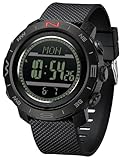 Men's Military Watches for Men Tactical ABC Digital Watch Outdoor Sports Altimeter Barometer Compass Thermometer Fitness Tracker Watch Step Counter Dual Time Stopwatch Countdown Waterproof Wristwatch