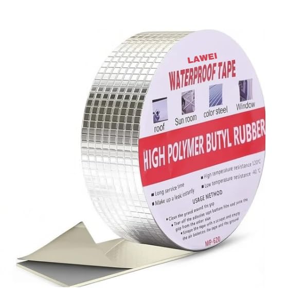 Super Strong Adhesive Waterproof Tape Permanent Repair Roof Water Leakage Solution Rubber Foil Suitable for Roof Leak,Crack, Window Sill Gap, Boat Sealing, Tank Leak (5CM*5M) (MXA-)