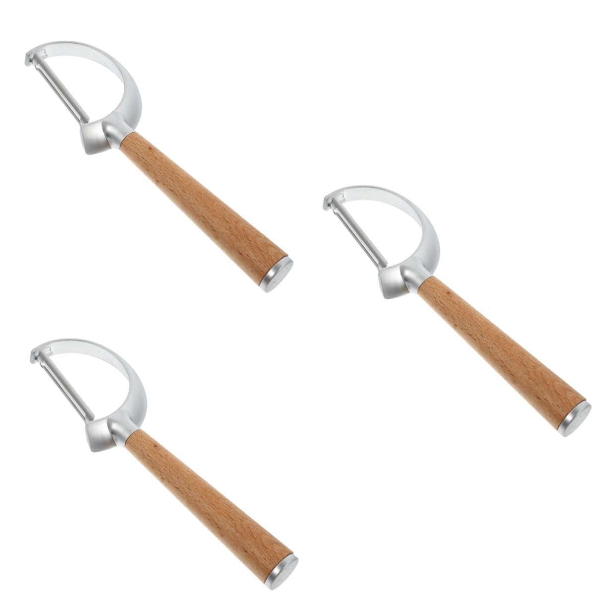TOPPERFUN 3 Piezas Pelador de Verduras Inoxidable Madera de Haya Utensilio de Cocina Ergonomico Pelar Patatas Zanahorias
