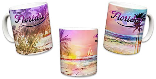 Sweet Gisele | Tropical Florida Beach Mug | Ceramic Coffee Cup Souvenir | Colorful Floral Design | Shoreline View Mugs | Beautiful Palm Tree Accents | Great Novelty Gift | 11 Fl. Oz (Multicolored) - Image 5