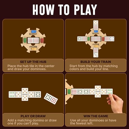Queensell Doppel-9-Domino-Set für Erwachsene und Kinder mit farbigen Punkten – Klassisches Domino-Spielset mit 55 Steinen, Holzkern, Zügen und Eva-Tragetasche