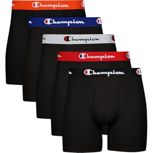 Champion Men's Everyday Cotton Stretch- 5 Pack -Boxer Briefs, Cotton Stretch, Total Support Pouch...