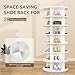 BrFoYu Rotating Shoe Rack 7 Tier Spinning Shoes Organizer Tower for 28-32 Pairs Lazy Susan 360 Revolving Shoe Storage Cabinet Rotate Shoe Handbag Rack Round Carousel for Closet, Bedroom (White)