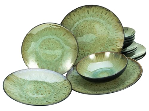 CreaTable, 23960, Serie Jawa, 12-teiliges Geschirrset, Teller Set aus Steinzeug, spülmaschinen- und mikrowellengeeignet, Qualitätsproduktion CreaTable, 23960, Serie Jawa, 12-teiliges Geschirrset, Teller Set aus Steinzeug, spülmaschinen- und mikrowellengeeignet, Qualitätsproduktion