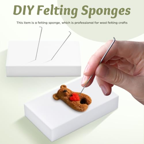 Image of 8pcs High Density Sponge Block Wooden Needle Holder Wool Felting Foam Needle pin Cushion mat Ornament Crafts Hand Embroidery Supplies Felting Materials Shrink Film White Foam Board