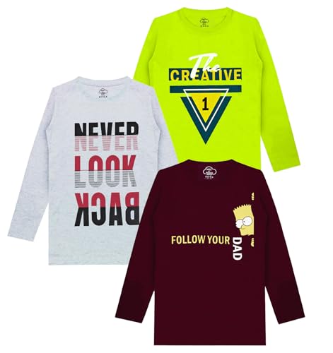Image of MIST N FOGG Boys Printed Cotton Full Sleeve T Shirt (Pack of 3)