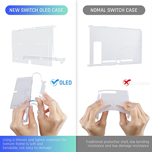 Étui pour Switch OLED avec coque à rabat transparente et accessoires de protection