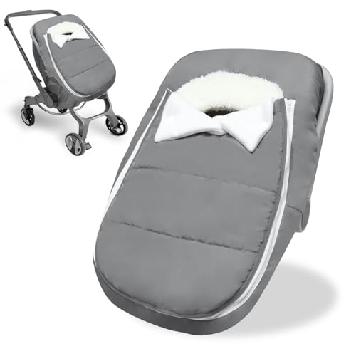 Car Seat Cover Baby Winter, Waterproof Carseat Covers Newborn Boy, Windproof Infant Car Seat Cover Warm & Breathable Use Universal Grey