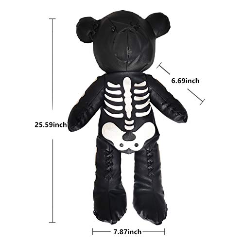 Mengeryt Gothic Skeleton Bear Backpack Punk Designer Backpacks For Adolescent Girls (Black) #TOP5