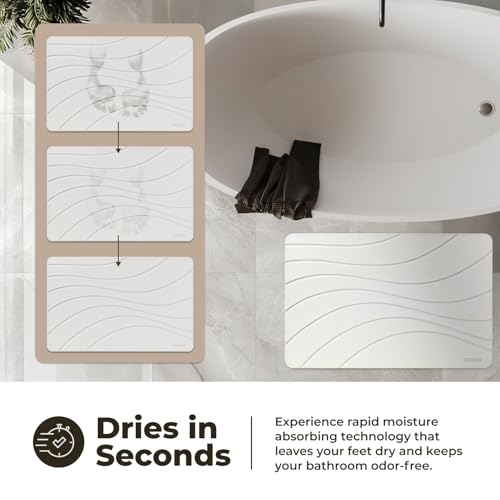 Image of TOSORO - Stone Bath Mat Diatomaceous Earth Shower Mat Non-Slip Super Absorbent Diatomite Stone Bath Mats for Bathroom Floor Quick Drying Natural Easy to Clean (23.5 x 15) - Sandstone