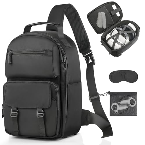 FOREGOER Carrying Case Compatible with Meta Quest 3/3S, Oculus Quest 2/Vision Pro/Pico 4 VR Travel Storage Bag for Gaming Headset with Elite Strap, Touch Controllers and Other Accessories
