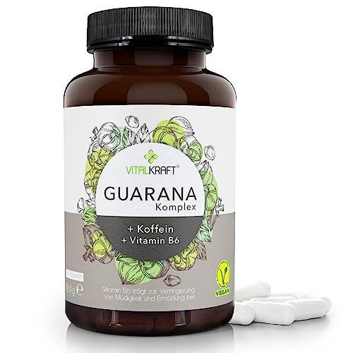 VITALKRAFT Guarana-Komplex / 120 hochdosierte vegane Kapseln mit 470mg Guarana,