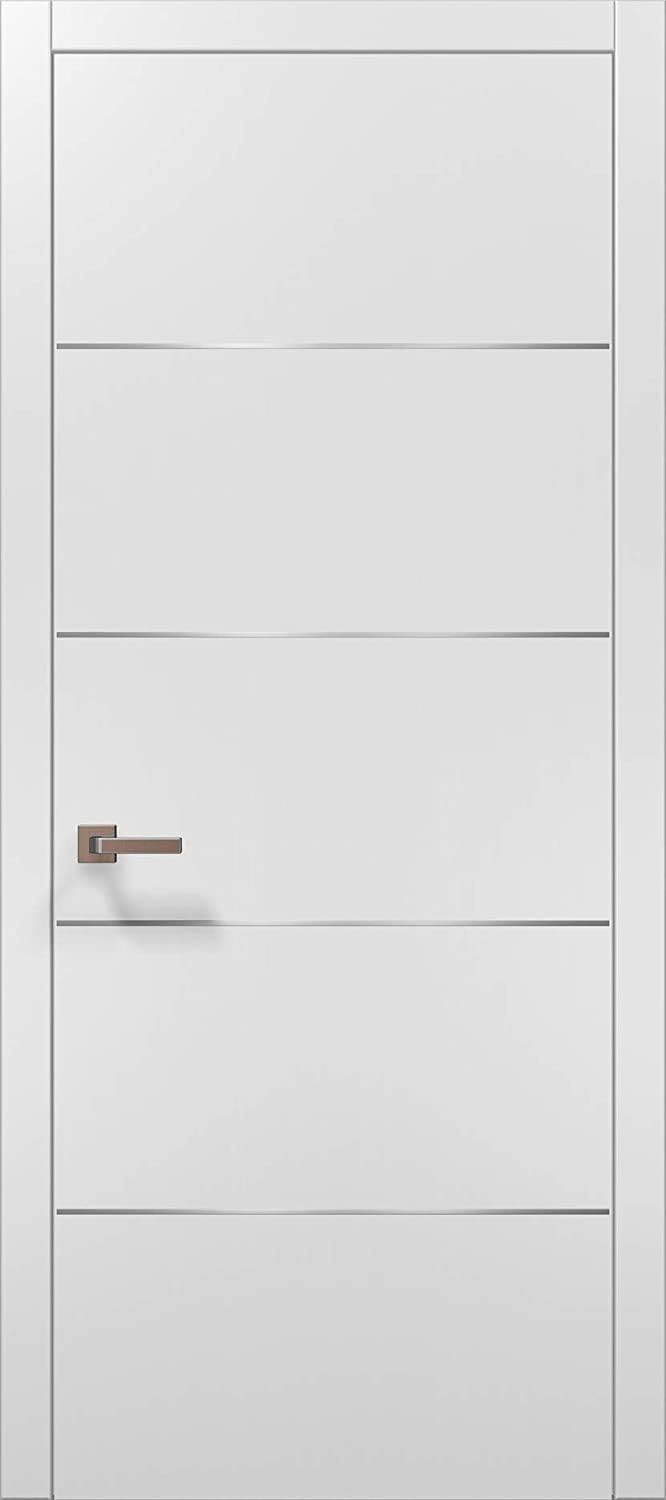 SARTODOORS Modern White Modern Door 36x80 with Strips Planum 0020