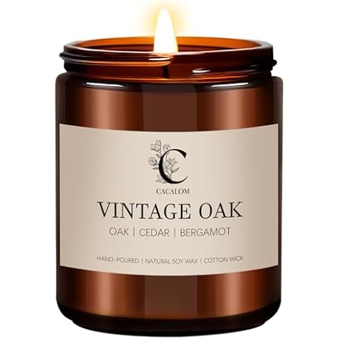 Vintage Oak Scented Candles, Long Lasting Burn Candle for Home Scented, Hand Poured Soy Wax Candles for Women and Men, 7oz Cover