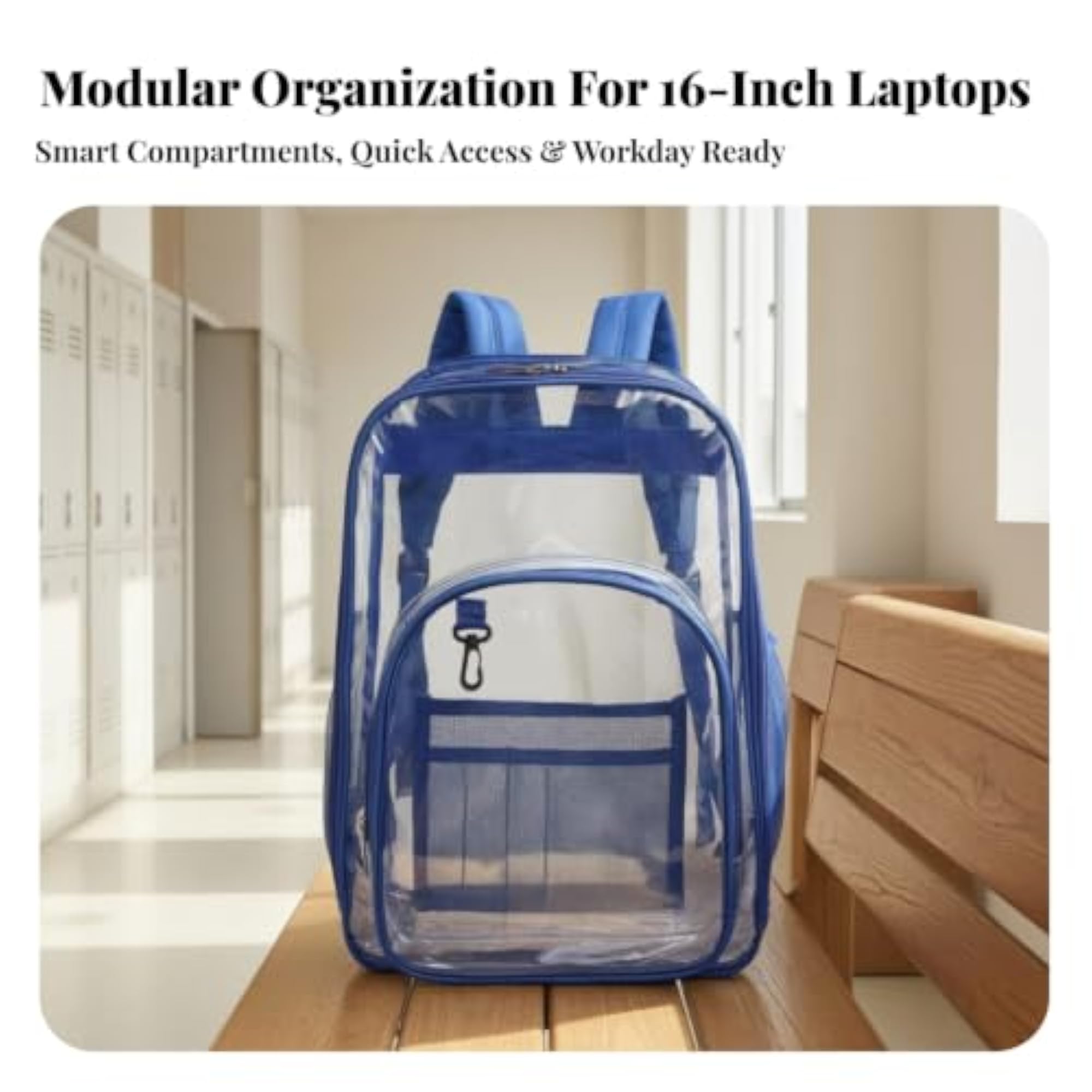Transparent Organized Waterproof Backpack, Lightweight Bookbag