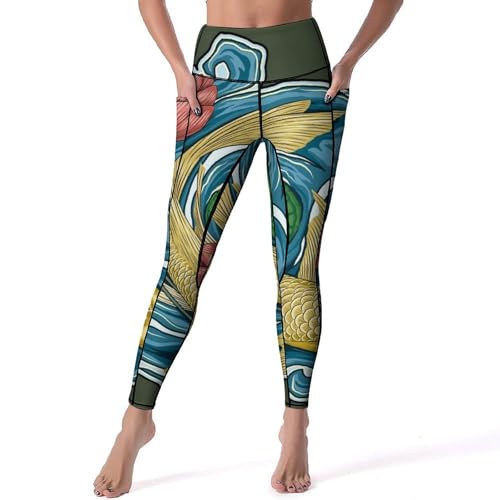 Legging poisson rouge sport femme parfait pour le studio de yoga