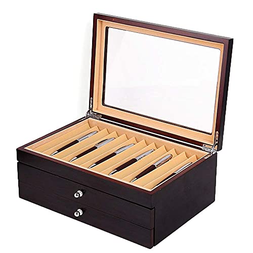 3 Layer Wood Pen Display Box 34 Pen Organizer Box,Pen Display Case Storage And Fountain Pen Collector Organizer Box With Glass Window Thanksgiving Christmas Gift(Black) #TOP6