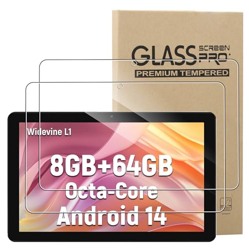 [2 Pack]Screen Protector for Tablet 10 Inch Android 14 Tablets/Byxsb C10 Tempered Glass Ultra Resistant Anti Fingerprints HD Clear No Bubbles 9H Hardness Protector Film Tempered Glass Film Transparent