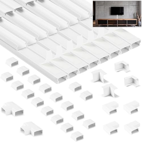 4.8m Cable Trunking Kit, Cable Cover for Cord(L300mm,W15mm H10mm)...