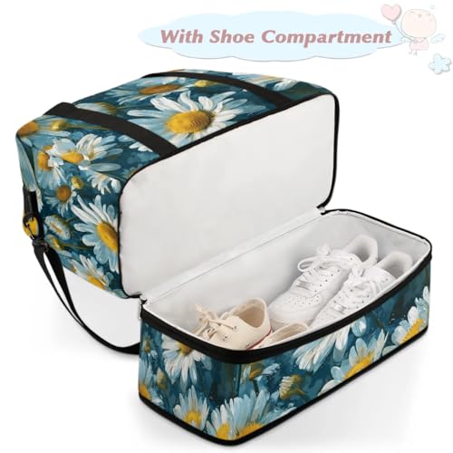 Beautiful Prints Flower Retro Travel Duffle Bag, Collapsible Travel Bag Sports Gym Bag With Shoes Compartment Weekender Bag Overnight Bag For Women Men4