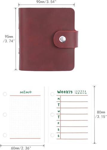Miniatura 6 de Diario A9 de cuero auténtico, agenda de tamaño de bolsillo de piel vacuna hecha a mano, mini planificador de cuero vintage, 120 páginas, hojas