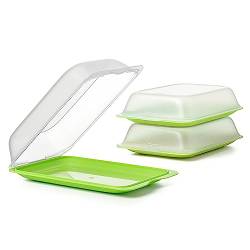 TATAY Porta Affettati per Frigorifero Fresh | Set di 3 Maxi | Contenitori per Alimenti, Impilabili | Adatti a Microonde, Congelatore e Lavastoviglie | Senza BPA, 17x6,2x25,2cm, Colore Lime