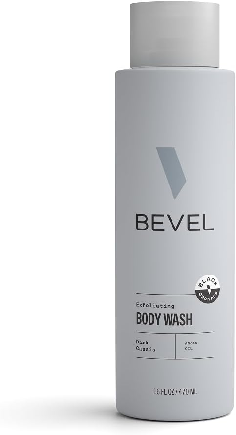 Exfoliating Body Wash for Men - Dark Cassis Scent with Charcoal and Argan Oil, 16 Oz (Packaging May Vary)
