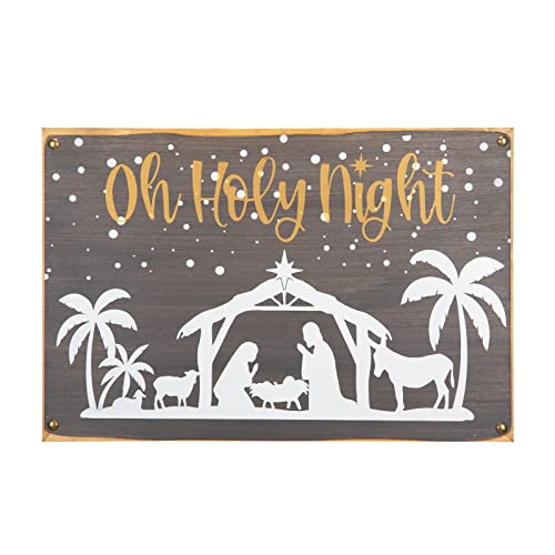 Weihnachtsdekoration für den Innenbereich, hängende Wandschilder, Frohe Weihnachten, Krippen-Holzschilder, Heimdekoration, Bauernhaus-Wanddekoration, Weihnachtsschilder, Heimschild Oh Holly Night Cover