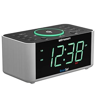 Emerson ER100202 Smartset Dual Alarm Clock Radio with USB Port and QI Wireless Phone Charger with Bluetooth, All Qi Compatible Phones
