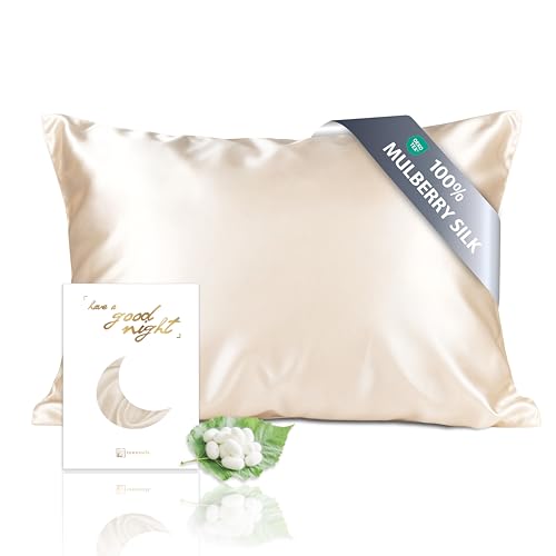 townssilk Federa seta cuscino,100% naturale seta di gelso 19momme,doppia faccia,benefica per capelli e pelle,ipoallergenica,cerniera nascosta,1 pz,50x75cm,Tortora