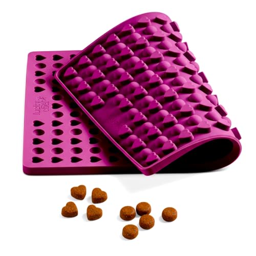 LuckyChef Backmatte Hundekekse Herzen Halbkugeln Silikon Backform Hundeleckerlis hitzebeständig lebensmittelecht BPA-frei antihaft spülmaschinenfest DIY Hundesnacks (Beere)