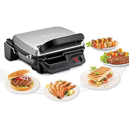 Tefal 3in1 Kontaktgrill, mit Überback-Funktion, doppelte Grillfläche wenn aufgeklappt als Tischgrill/BBQ, Sandwich, Steak, Panini, regelbarer Thermostat, antihaftbeschichtet, Grau, GC3060 – Bild 5