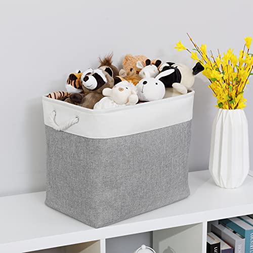 Bidtakay Large Storage Bins For Clothes Fabric Deep Baskets For Organizing Set Of 2 Grey Fabric Pantry Storage Bins For Hallway Living Room Blankets 17X12X15 In Extra Large Shelf Tote Baskets #TOP4