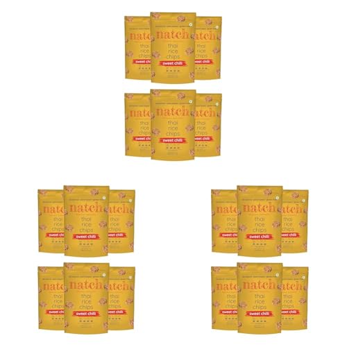 Image of Natch Thai Sticky Rice Chips, Healthy Snacks 100% All Natural, Vegan, Gluten Free, No Artificial Preservatives, Trans Fat Free, Low Calorie, Sweet Chilli Flavour, 100g each (Pack of 9)