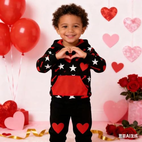 Image of 2-6T Toddler Baby Boy Clothes Color Blocking Hoodies + Pants Fall Winter Outfits