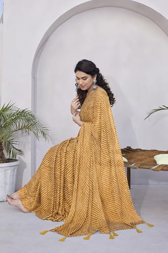 Image of MIRCHI FASHION Saree for Woman Chiffon Shibori Printed | Lightweight Regular Use and Professional Office Sari with Blouse Piece