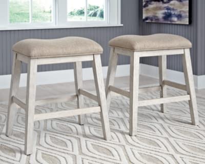 Signature Design By Ashley Skempton Modern 24" Counter Height Upholstered Barstool, 2 Count, Whitewash #TOP5