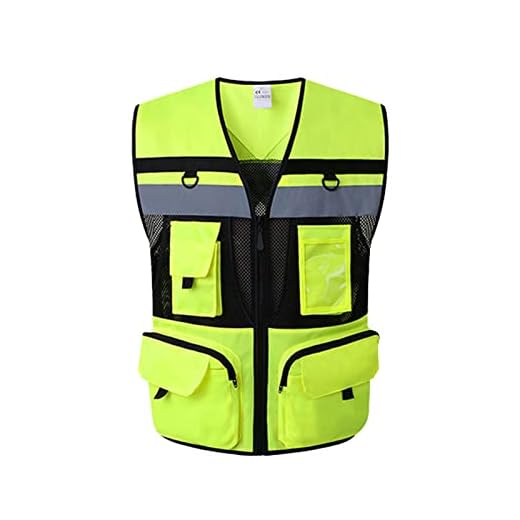 ERYUE Gilet di sicurezza riflettente,Gilet di sicurezza riflettente ad alta visibilità Tasca con zip Gilet di sicurezza Fodera in rete Traspirante, delicato sulla pelle e resistente all'usura Taglia S