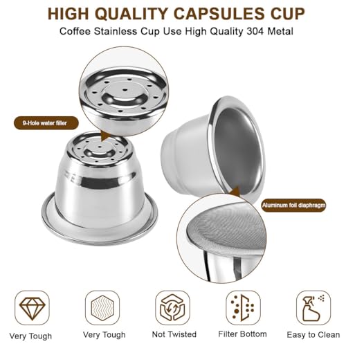 Image of Supvox 2Pcs Reusable Stainless Steel Coffee Pods Compatible with Nespresso