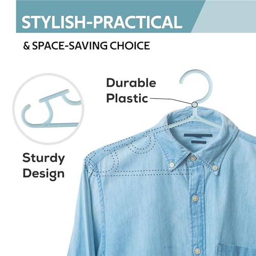 Image of Kuber Industries Pack of 40 Hangers | Multi-Purpose Hangers for Wardrobe-Almirah-Cabinets-Closet | Plastic Cloth Hanger for Trouser-Skirts-Coat-Dresses-Ties | 103 | Sky Blue & Black