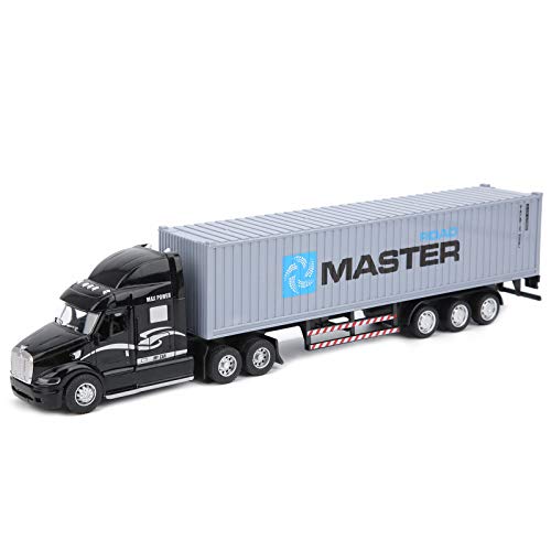 Ritoeasysports Pull Back Car Toy, High Simulation Alloy Container Truck Car Model With Sound Light Kid Vehicles Toys ((Black + Gray)) Hand -Made Toys #TOP7