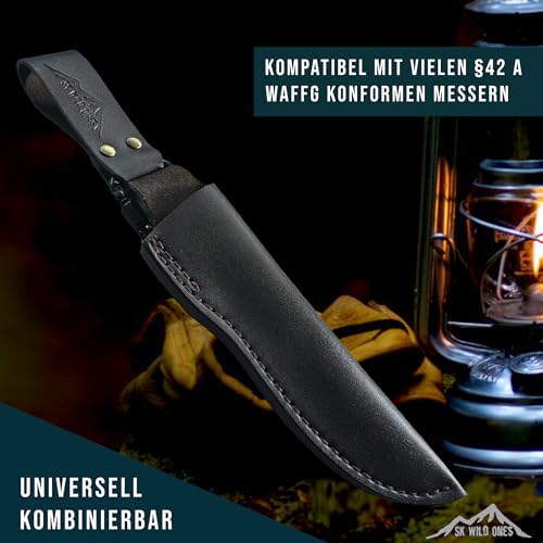 SK Wild Ones® Universell Echt Messerscheide Aus Leder - Lederscheide Für Messer - messerhülle Leder - Messerscheide Ohne Messer - Leder Messer mit Befestigung Kydexscheide Holster Gürtelclip Tek Lok