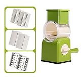 Rotary Vegetable Chopper Cutter with Handle 3 Blades-Cheese Grater Round Mandoline Slicer Fast Veget