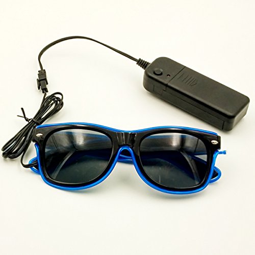 Óculos Led Neon Azul Lente Escura Festa Casamento Rave