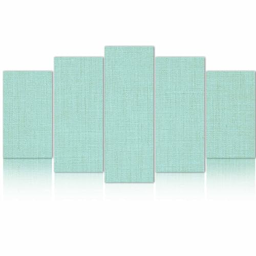 5 Piece Wall Art, Linen Mint Green Canvas for Painting