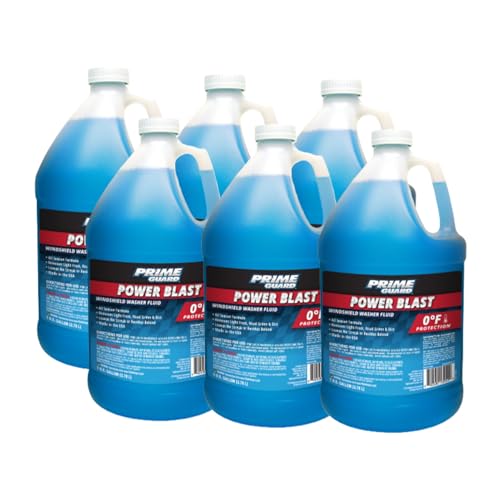 Prime Guard 0°F Power Blast Windshield Washer Fluid | De-Icer Formula, Removes Frost, Bugs & Road Grime | Ready-to-Use & Safe for All Vehicles | 1 Gallon | 6 Pack