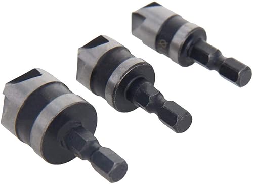 Miniatura 4 de Utoolmart Juego de brocas avellanadas de 0.472 in, 0.630 in, 0.748 in de diámetro, vástago hexagonal de 14 de pulgada de 90 grados, 5 flautas,